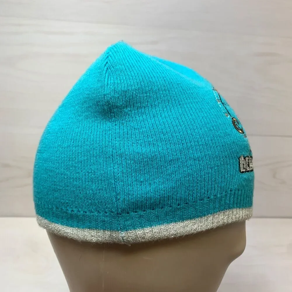 Y2K‎ Bobby Jack Girls Knit Beanie Hat Blue Monkey Embroidered Knit Retro